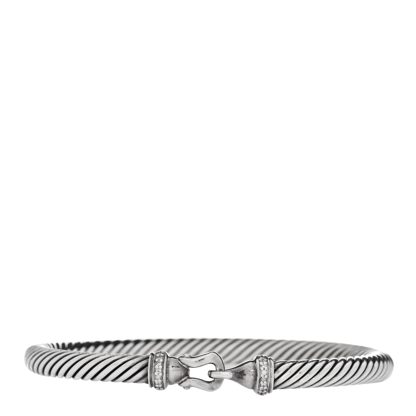 Sterling Silver Diamond 5mm Cable Buckle Bracelet