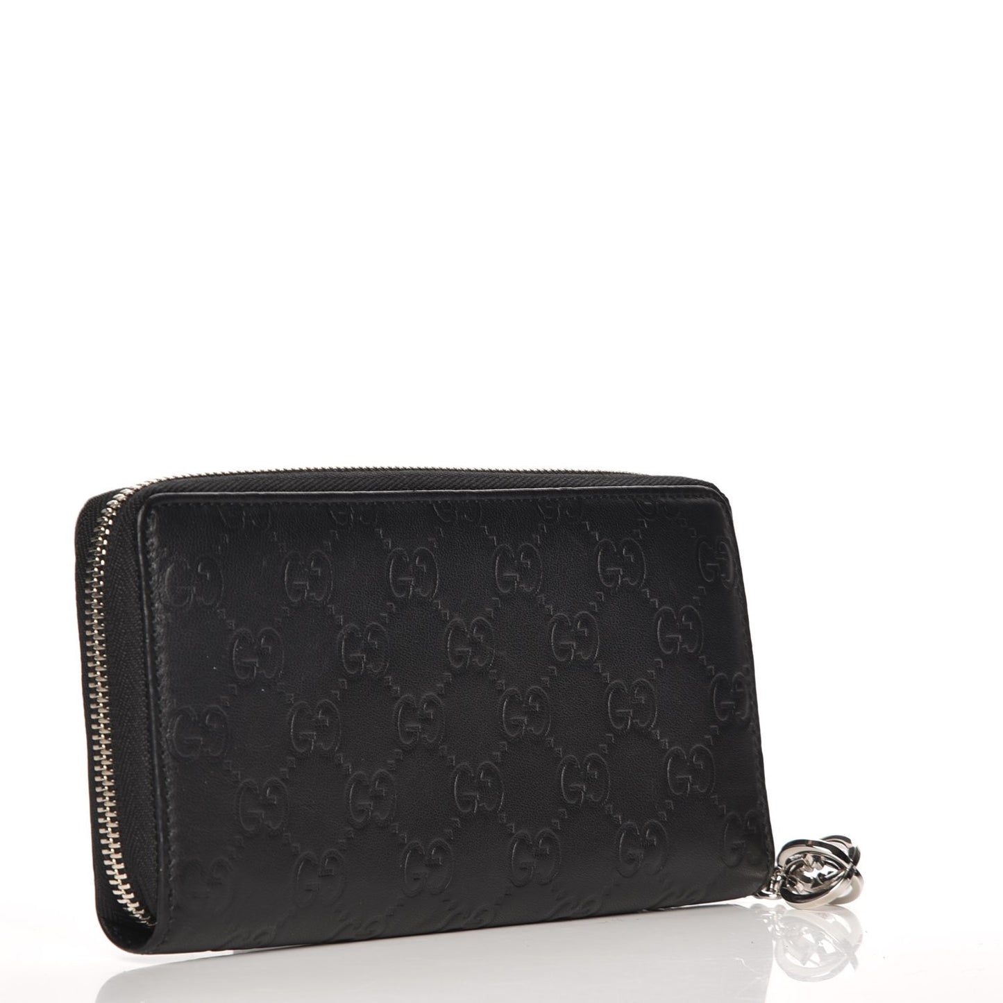 Guccissima Large Twins Zip Around Wallet Black