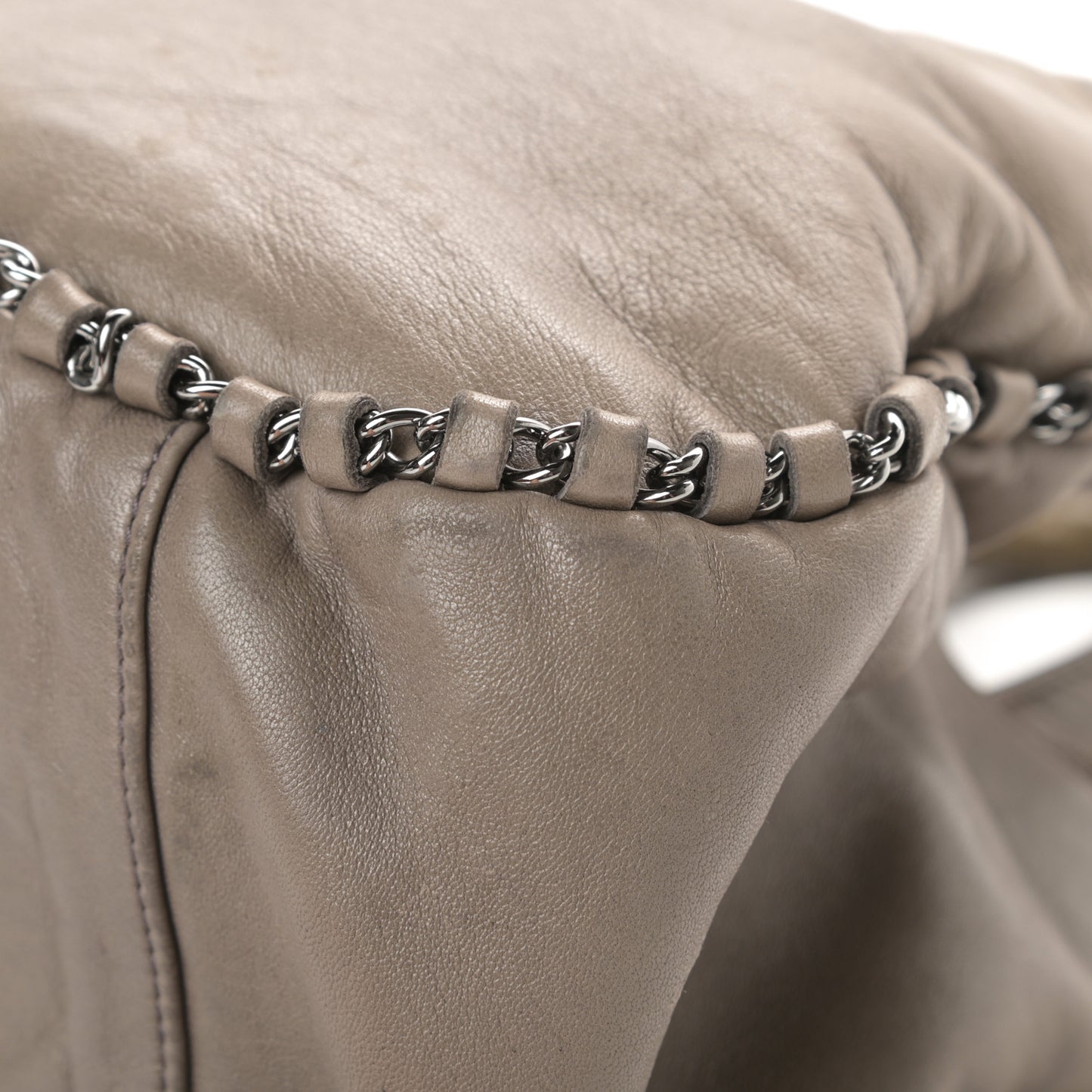 Lambskin Chain Hobo Grey