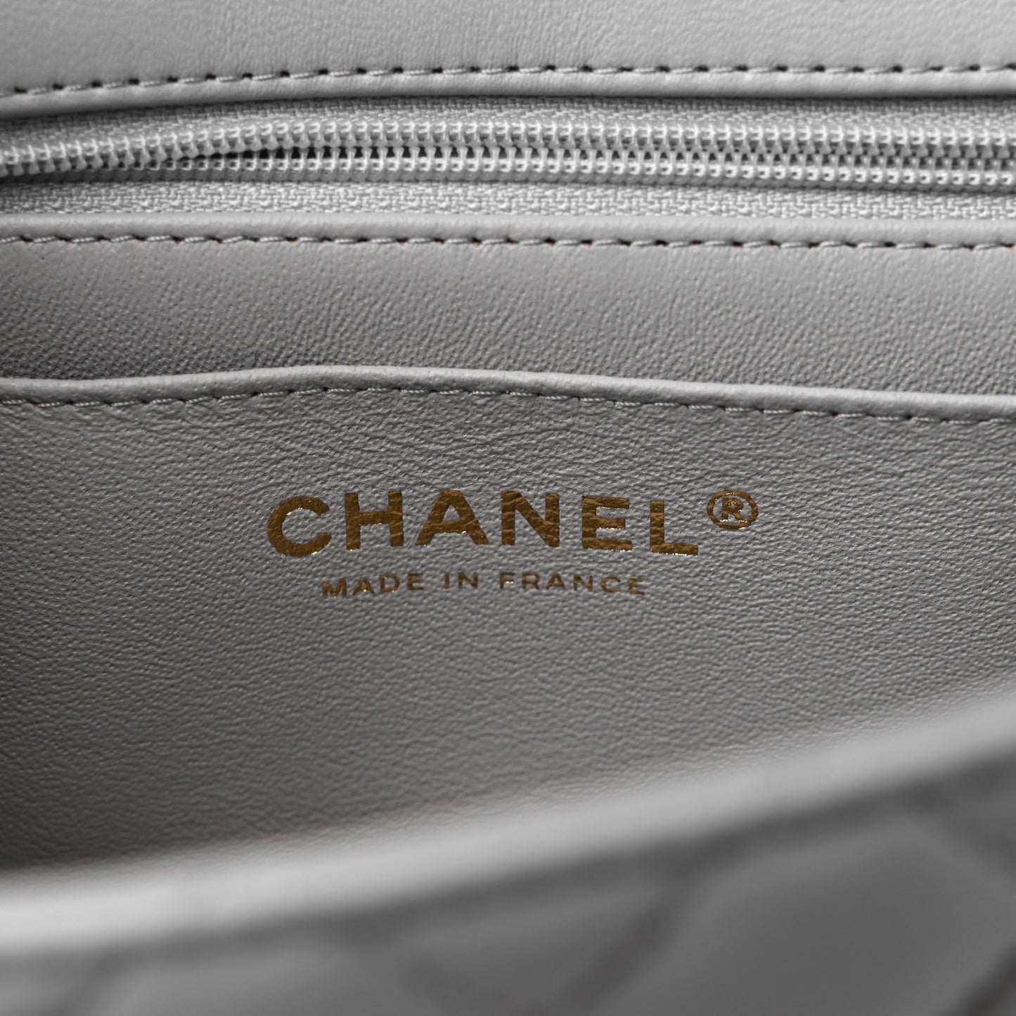 Lambskin Quilted Mini Top Handle Rectangular Flap Grey
