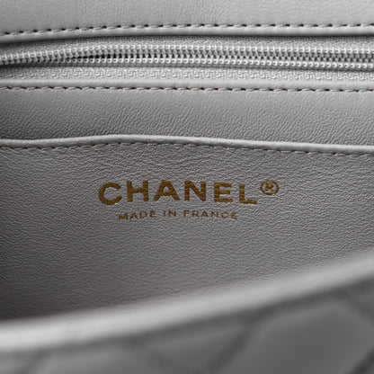 Chanel Lambskin Quilted Mini Top Handle Rectangular Flap Grey 6 of 9