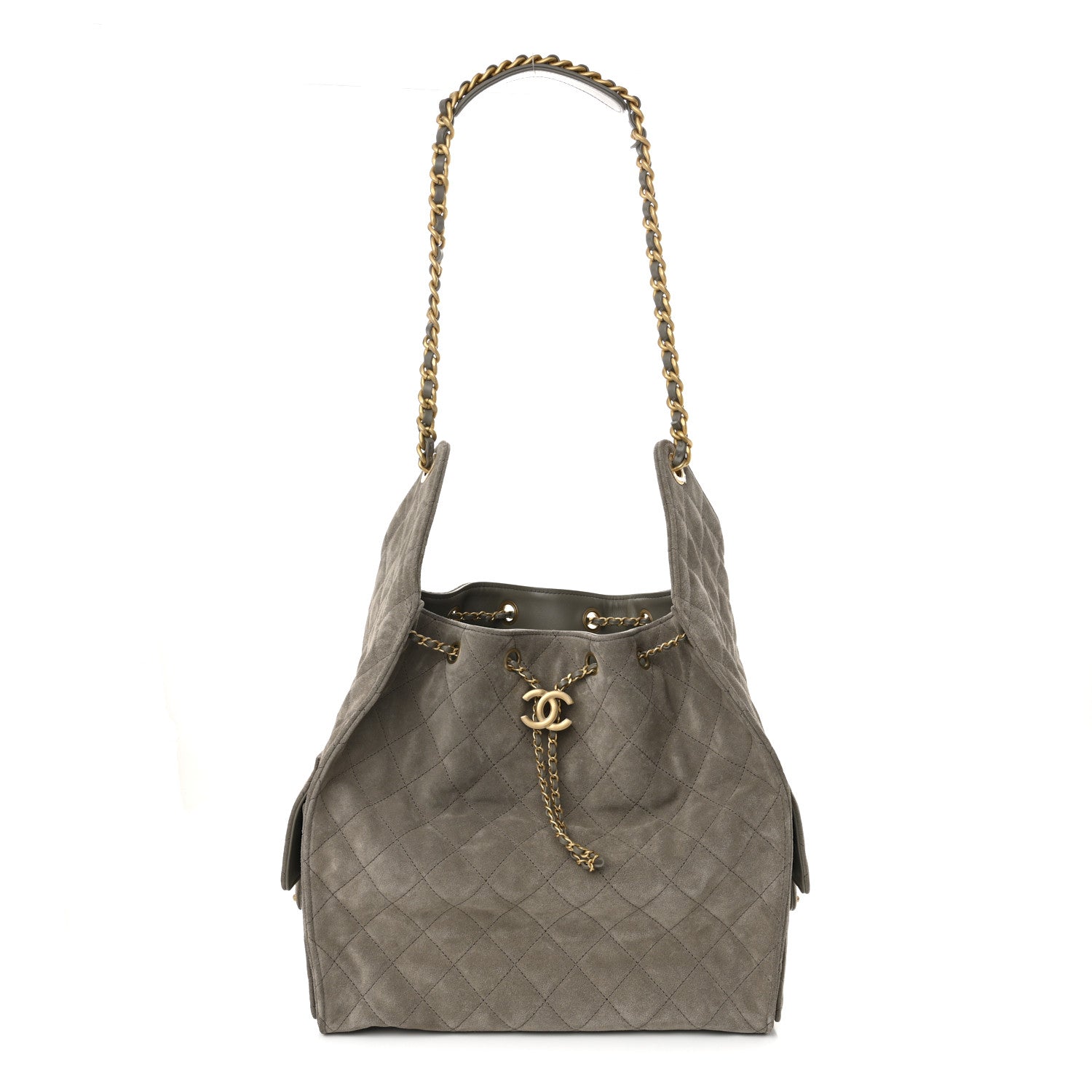 Chanel Suede Quilted Medium Chanel 25 Handbag Dark Grey 1 of 11
