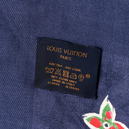 Louis Vuitton Wool Silk ABC Monogram Shawl Navy 2 of 4