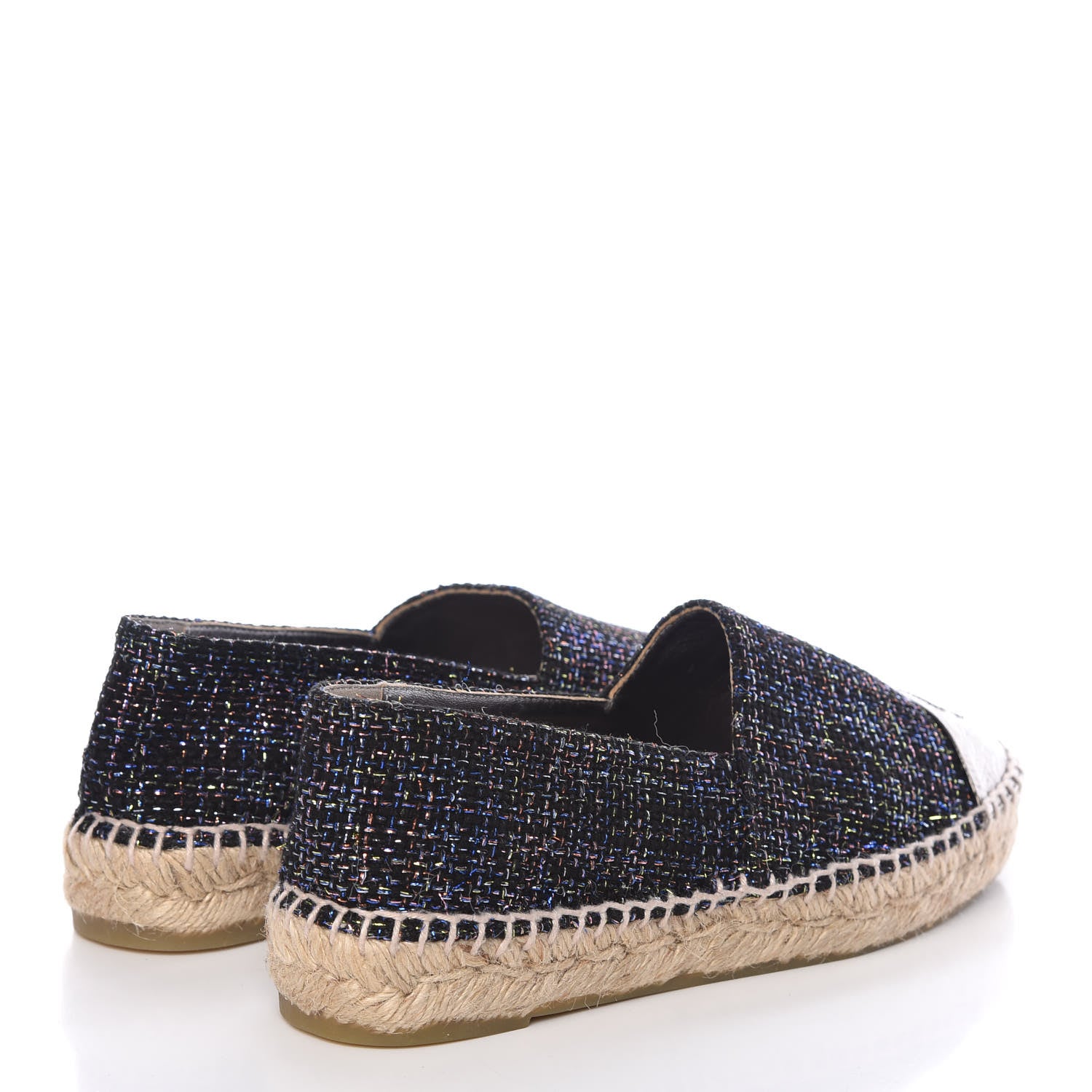Chanel Metallic Tweed Patent CC Espadrilles 36 Black Multicolor 5 of 10