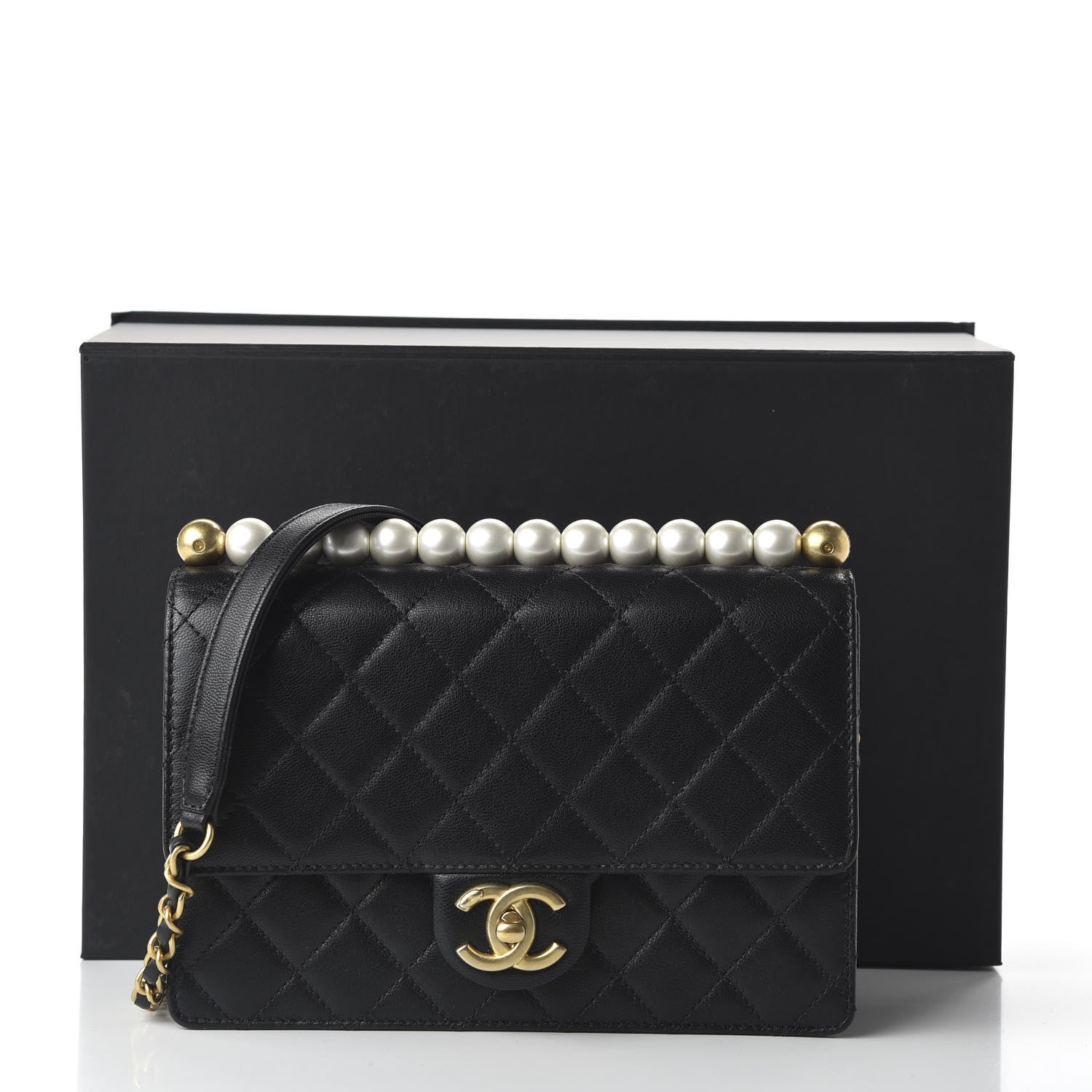 Chanel Lambskin Quilted Small Chic Pearls Flap Black 11 of 11