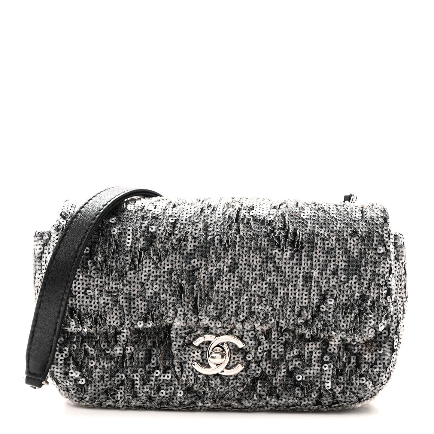 Sequin Mini Rectangular Single Flap Black