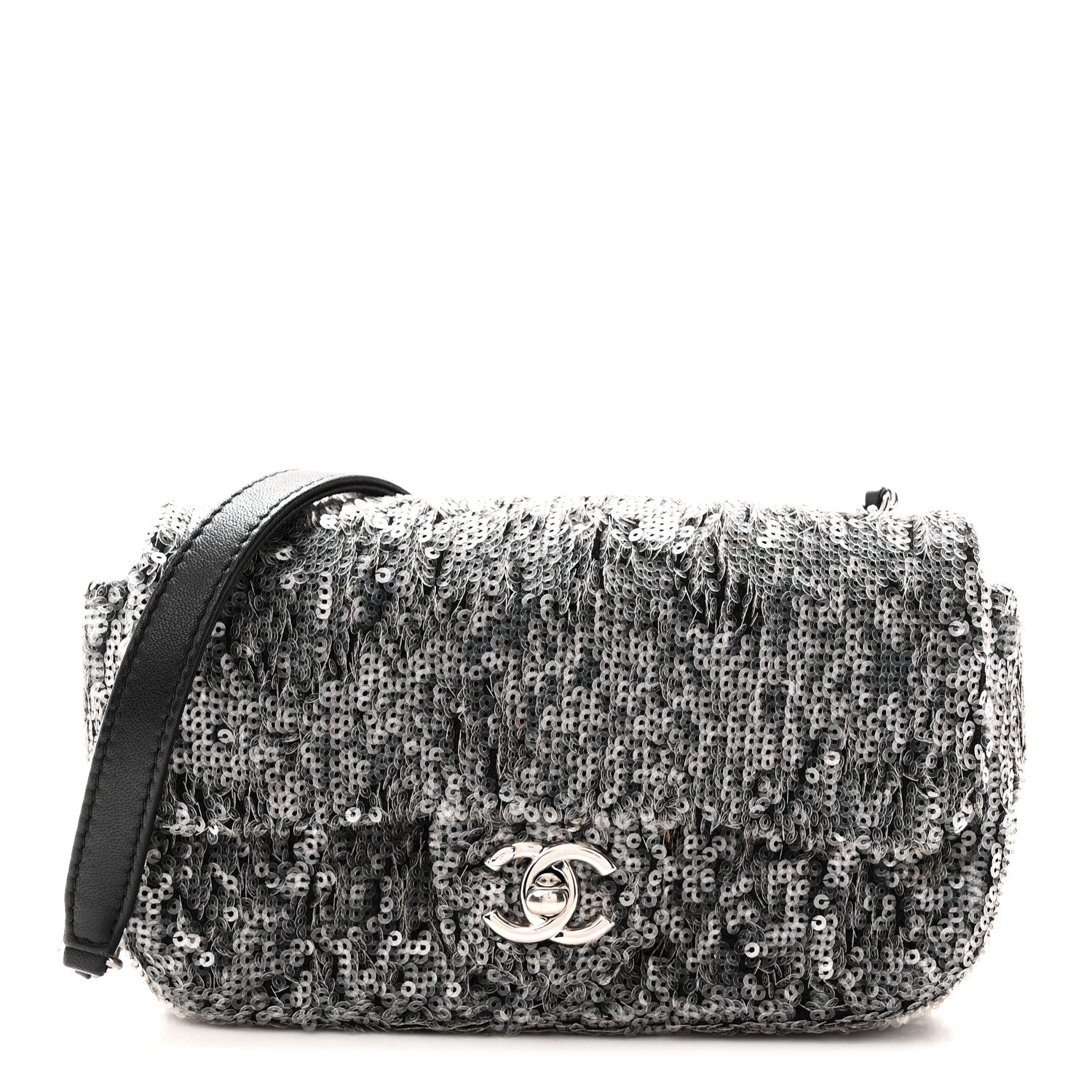 Chanel Sequin Mini Rectangular Single Flap Black 1 of 10