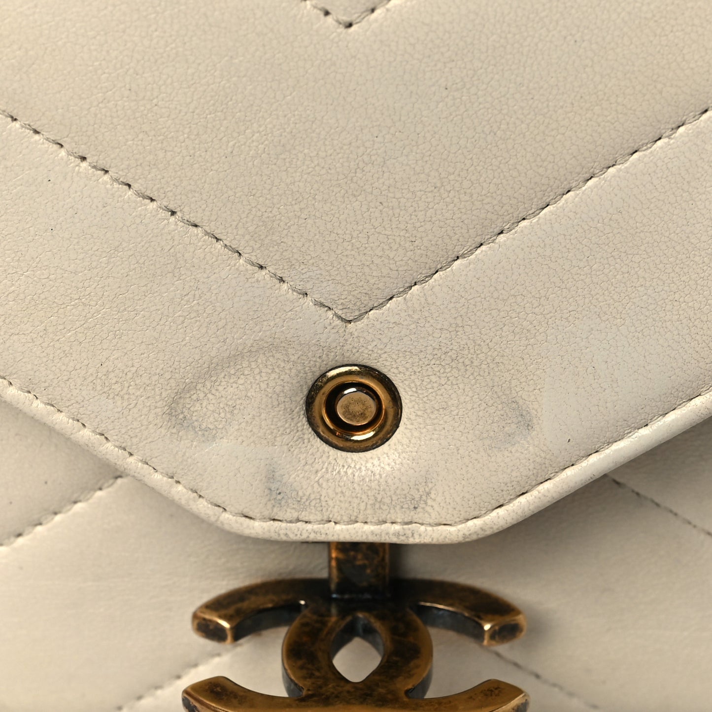 Lambskin Chevron Mini Coco Envelope Flap White
