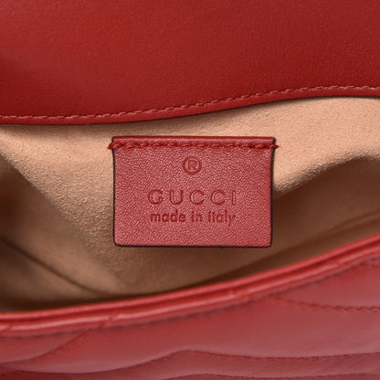 Gucci Calfskin Matelasse Super Mini GG Marmont Shoulder Bag Hibiscus Red 6 of 7