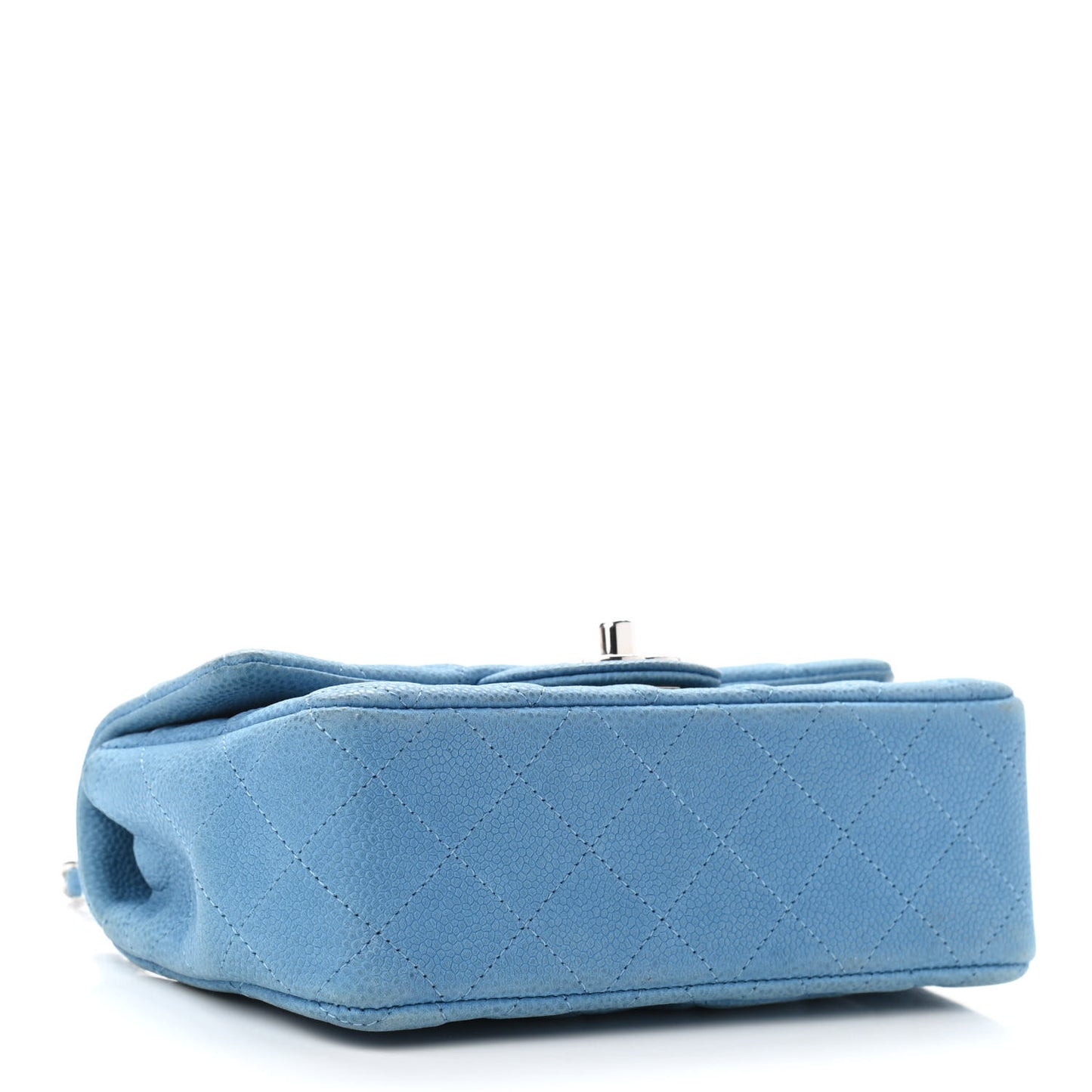 Iridescent Caviar Quilted Mini Rectangular Flap Light Blue
