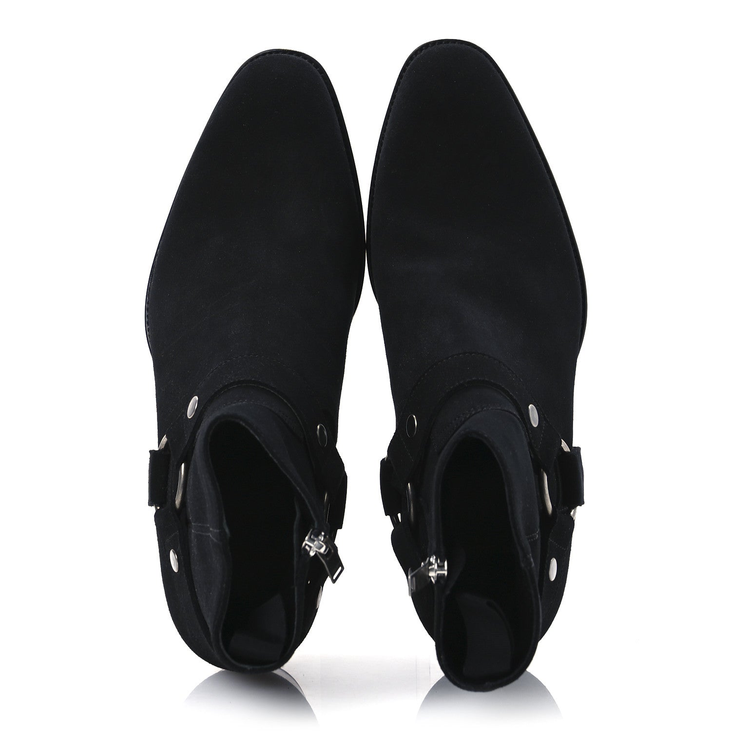 Saint Laurent Suede Mens Wyatt Harness Boots 41 Black 2 of 13