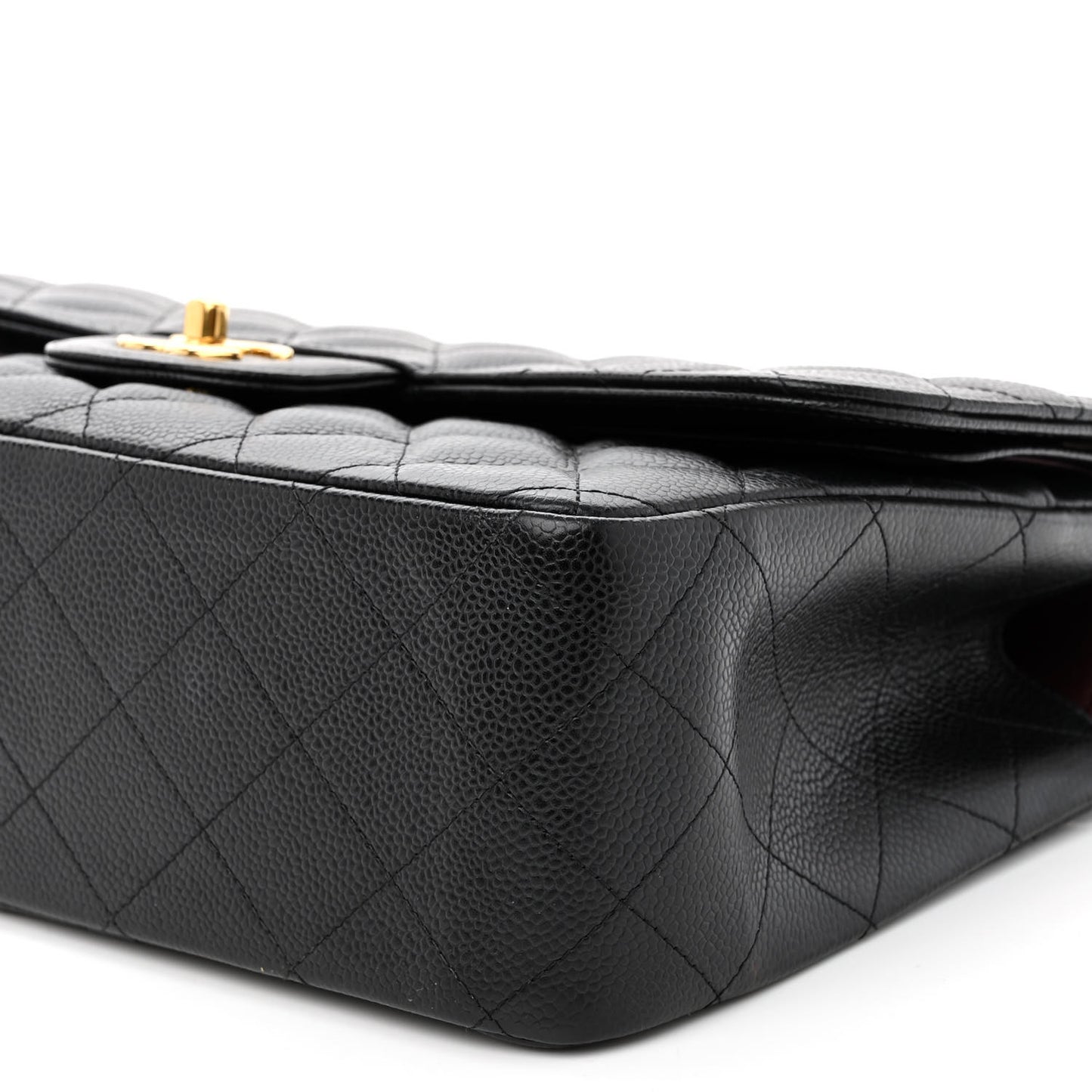 Caviar Quilted Jumbo Double Flap Black