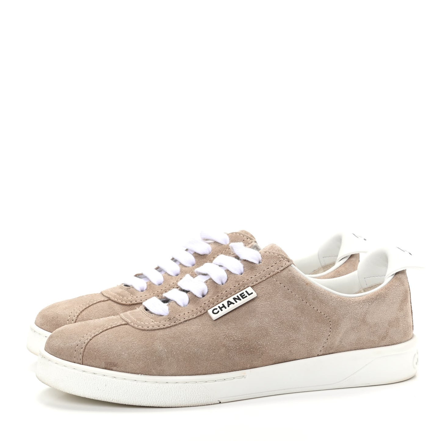 Suede Calfskin Womens Sneakers 39 Dark Beige