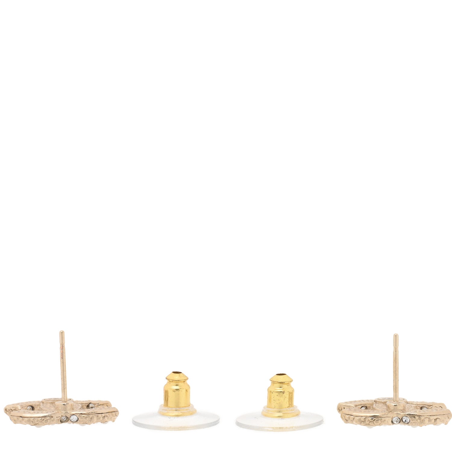 Chanel Metal Graduated Pearl Crystal CC Earrings Light Gold 3 of 5