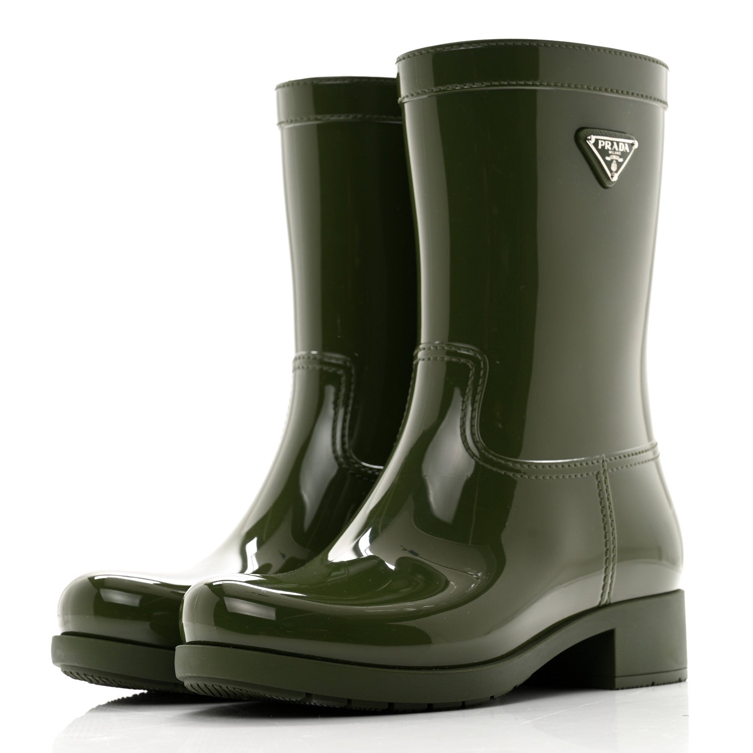 Prada Sport Rubber Metal Triangle Logo Ankle Rain Boots 36 Olivia 3 of 9