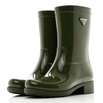 Prada Sport Rubber Metal Triangle Logo Ankle Rain Boots 36 Olivia 3 of 9