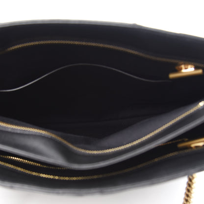 Saint Laurent Grain De Poudre Matelasse Chevron Medium Tribeca Shopping Bag Black 4 of 10