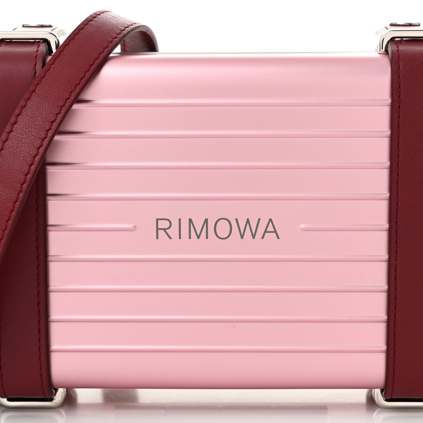 X RIMOWA Aluminum Personal Clutch On Strap Rose
