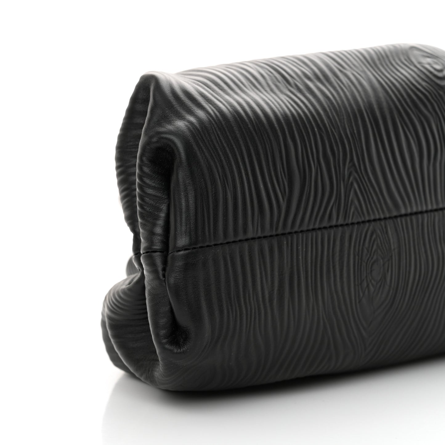 Bark Calfskin Embossed The Pouch Oversized Clutch Black