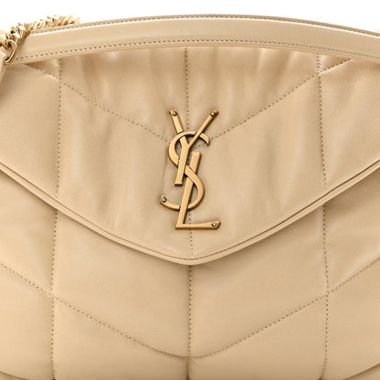 Saint Laurent Lambskin Quilted Medium Loulou Puffer Monogram Chain Satchel Dark Beige 8 of 12