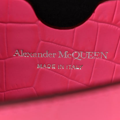 Alexander McQueen Shiny Crocodile Embossed Jeweled Satchel Peony Pink 6 of 11
