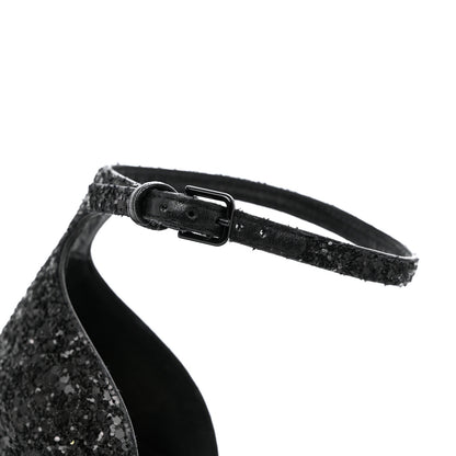 Saint Laurent Glitter Opyum Sandals 35.5 Black 9 of 11