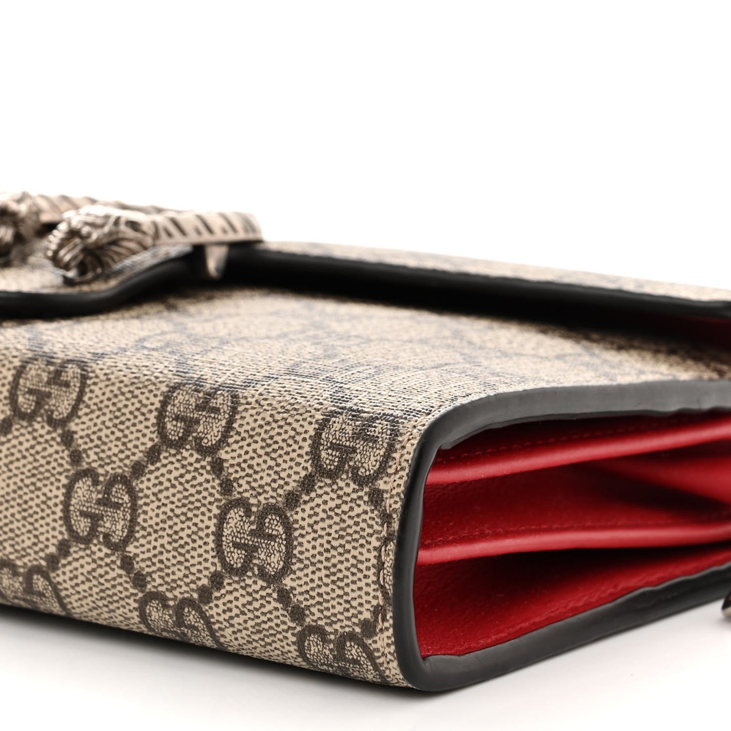 GG Supreme Monogram Mini Dionysus Chain Wallet Beige Vulcanic Red