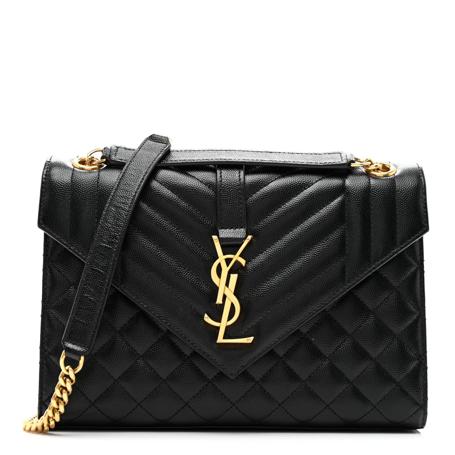 Saint Laurent Grain De Poudre Textured Mixed Matelasse Triquilt Medium Monogram Satchel Black 1 of 11