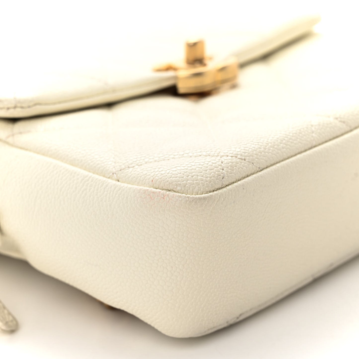 Shiny Caviar Quilted Chain Melody Backpack White