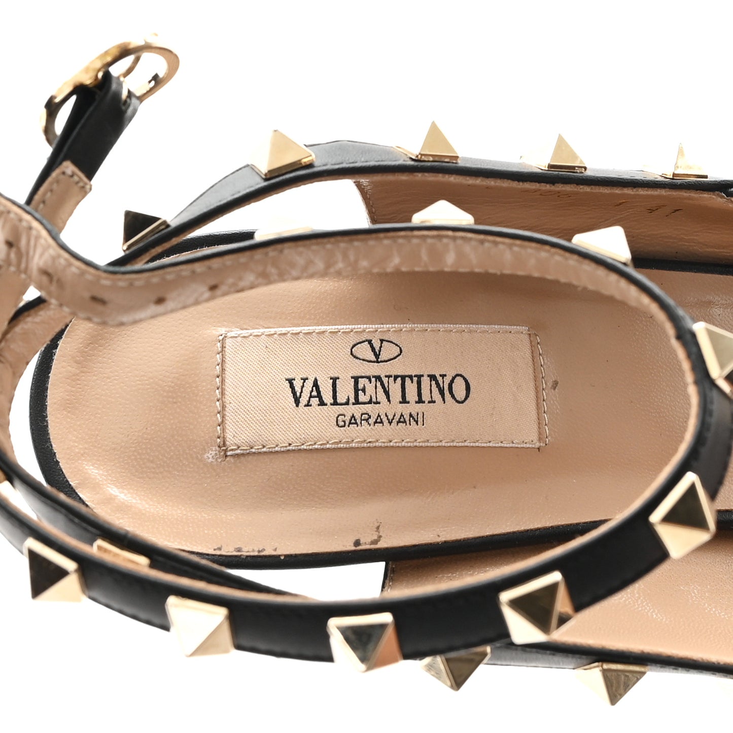 Grained Calfskin Rockstud Gladiator 105mm Sandals 41 Black