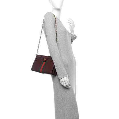 Gucci Calfskin GG Web Small Ophidia Chain Shoulder Bag Vintage Bordeaux 2 of 11