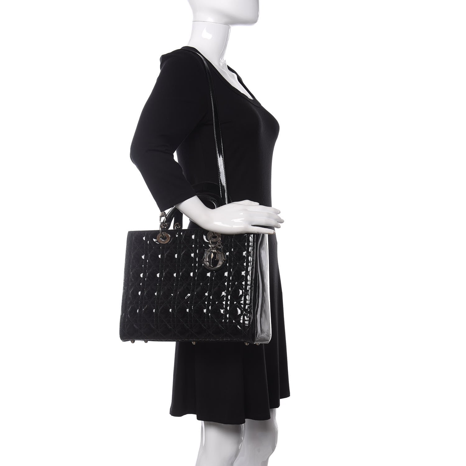 Christian Dior Patent Cannage Large Lady Dior Black 2 of 10