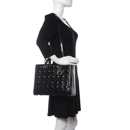 Christian Dior Patent Cannage Large Lady Dior Black 2 of 10