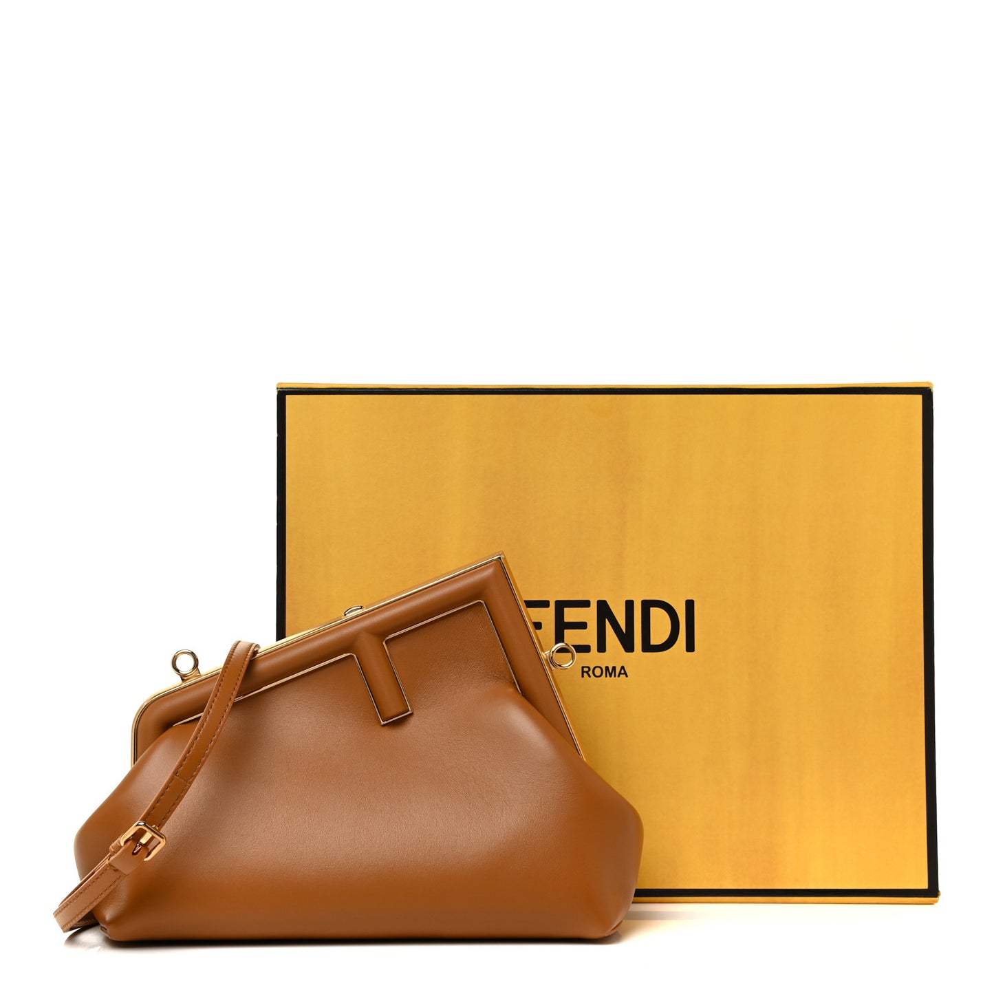 Shiny Nappa Small Fendi First Caramello