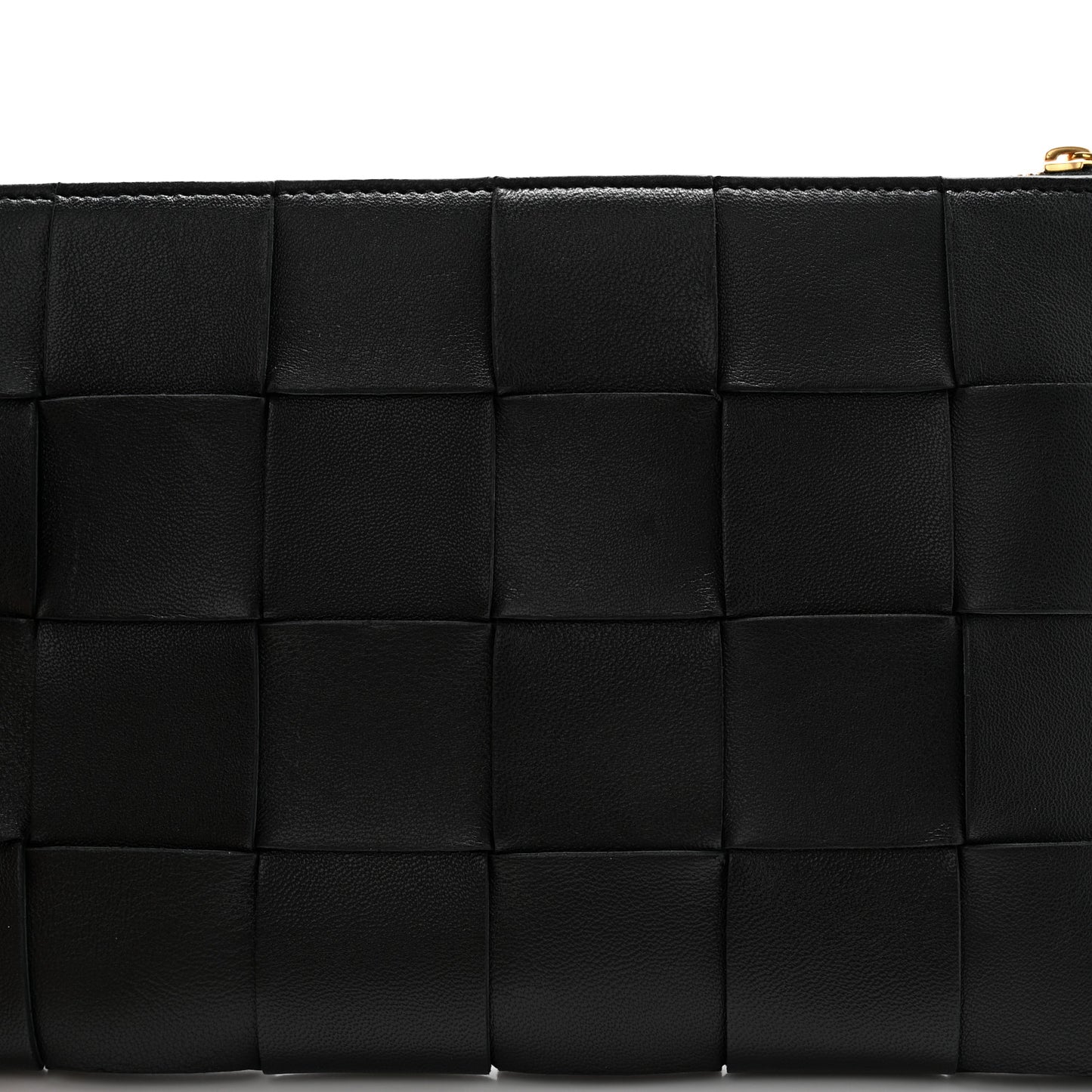 Nappa Maxi Intrecciato Small Cassette Flat Zip Pouch Black