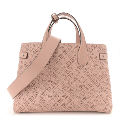 Burberry Calfskin Perforated Medium Banner Tote Pale Fawn Pink 1 of 13