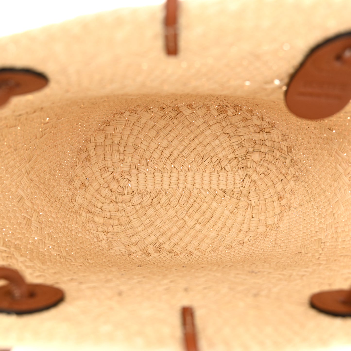 Calfskin Raffia Paulas Ibiza Small Anagram Basket Tote Bag Natural Tan