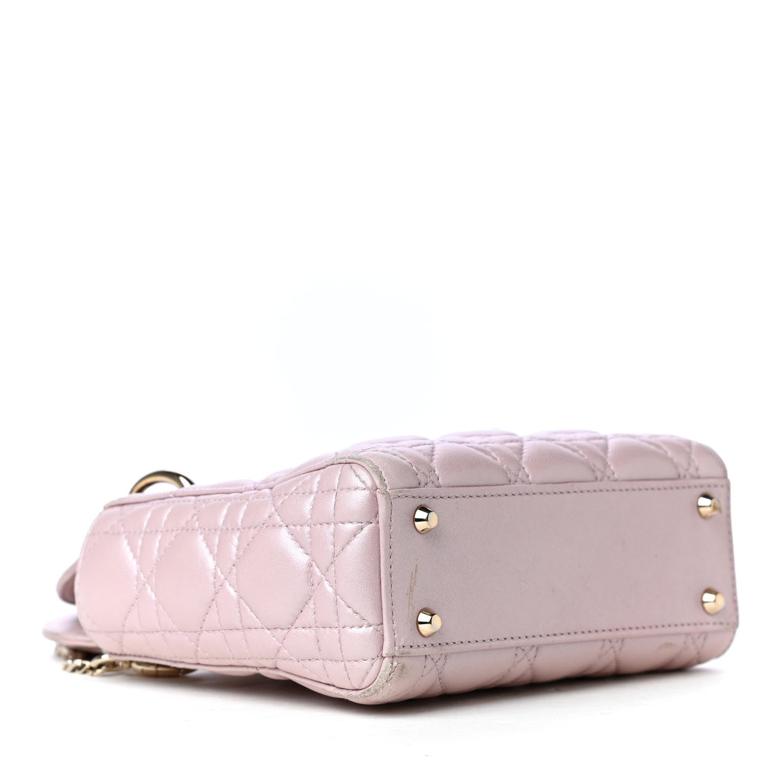 Christian Dior Metallic Lambskin Cannage Mini Lady Dior Lotus 3 of 7
