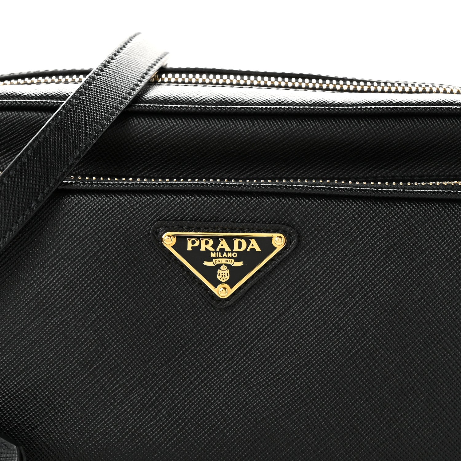 Prada Saffiano Lux Double Zip Crossbody Bag Black 8 of 11