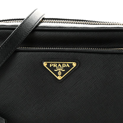 Prada Saffiano Lux Double Zip Crossbody Bag Black 8 of 11