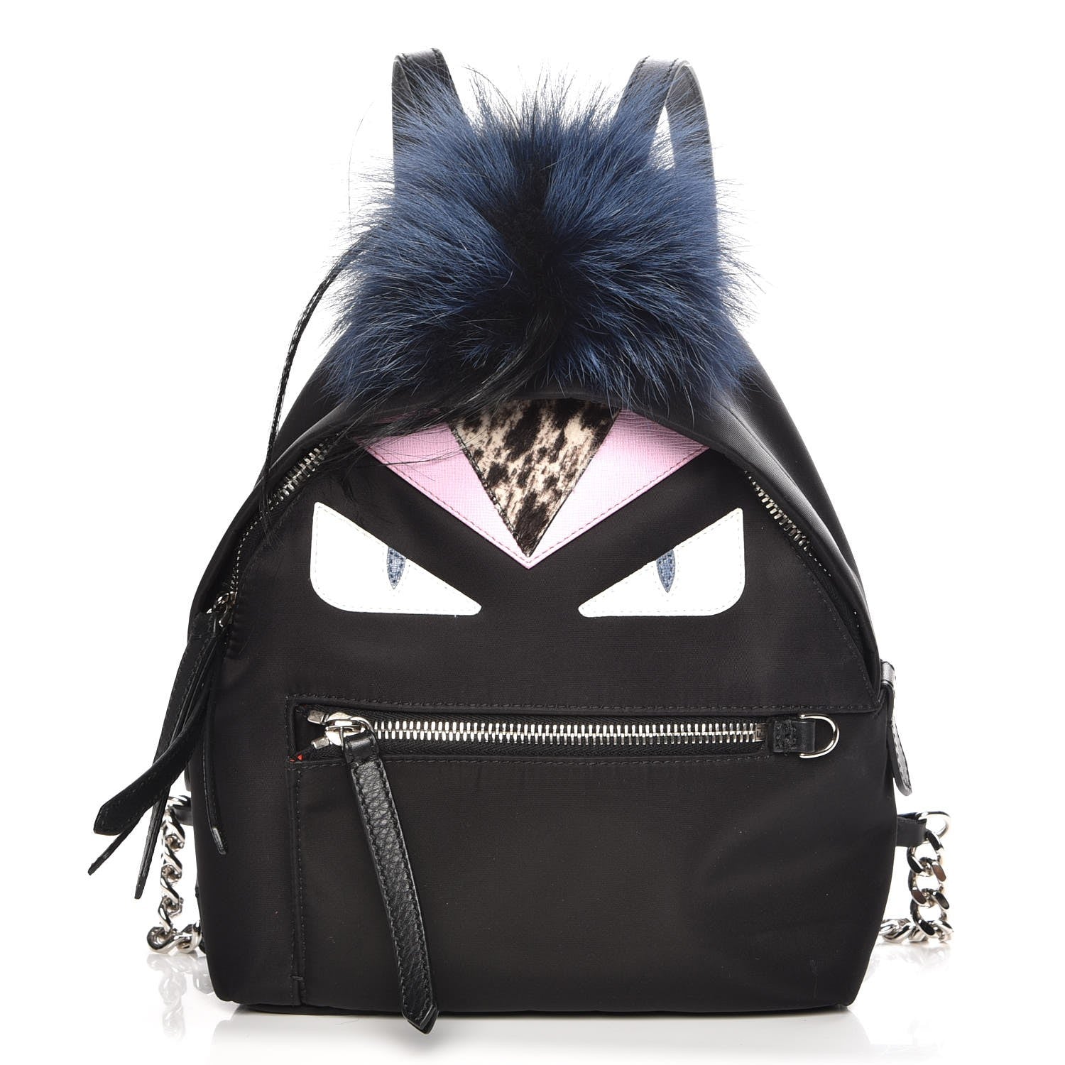 Fendi Nylon Vitello Fox Goat Fur Monster Eyes Mini Backpack Black Multicolor Sky 1 of 7