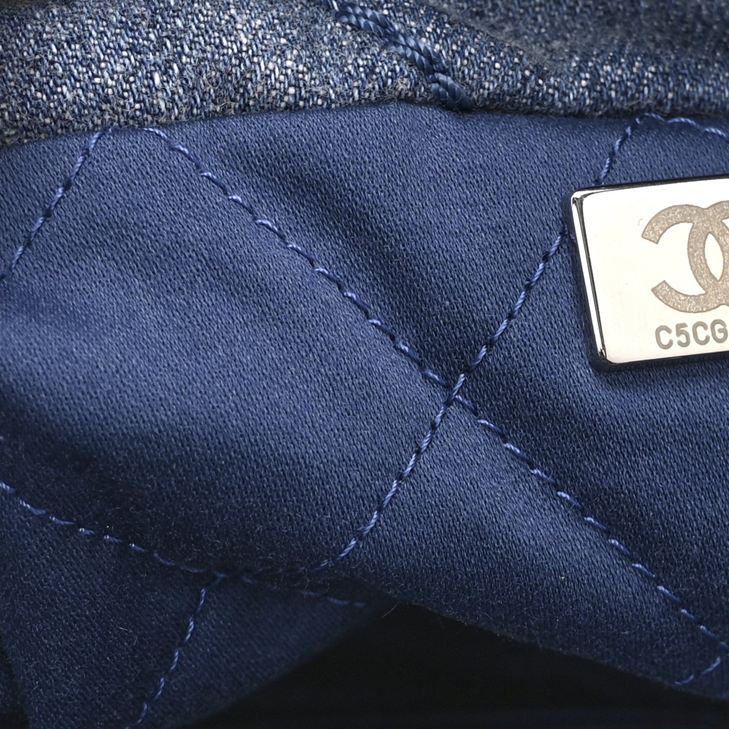 Chanel Washed Denim Quilted Studded Mini Chanel 22 Blue 7 of 10