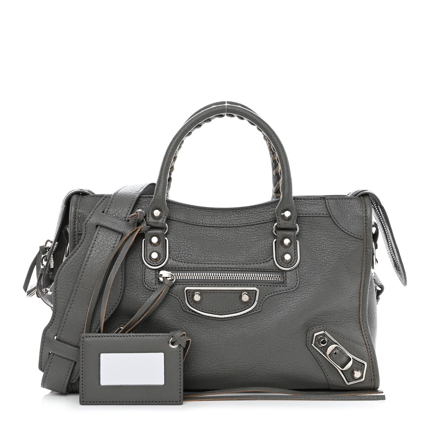 Chevre Silver Metallic Edge Hardware S City Gris Acier