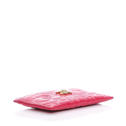 Chanel Caviar Camellia Embossed Card Holder Fuchsia 4 of 9