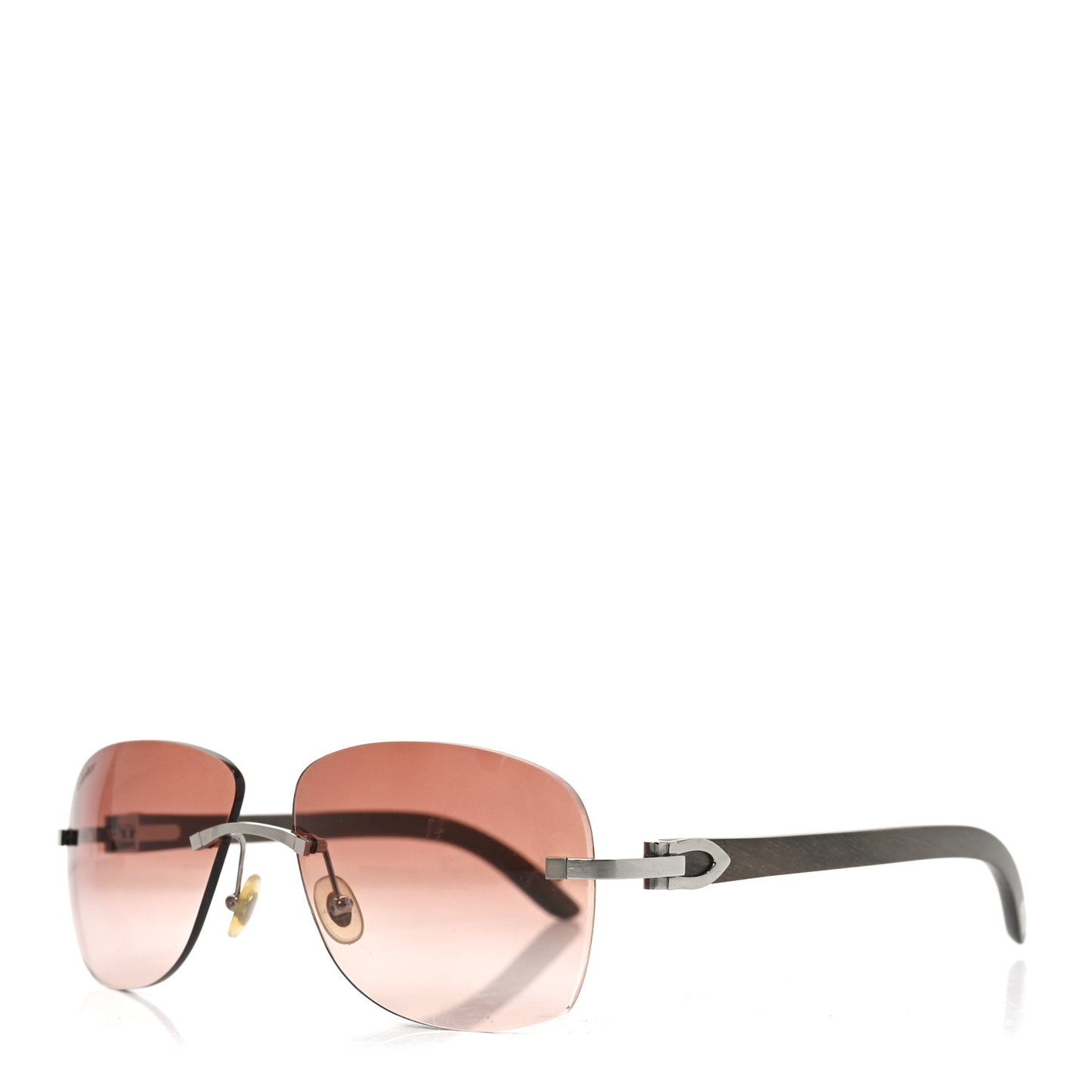 Metal Rimless C Decor Sunglasses Silver Brown