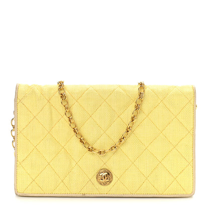 Chanel Straw Woven Quilted Flap Yellow 1 of 21