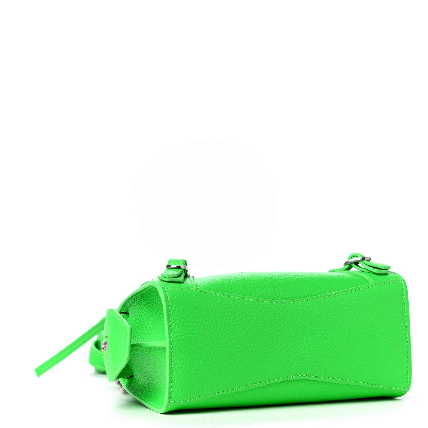 Balenciaga Grained Calfskin Neo Classic Silver Hardware Nano City Crossbody Fluo Green 3 of 4