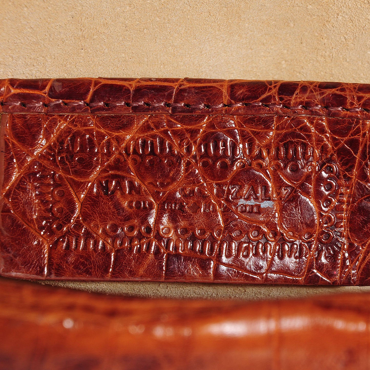 Crocodile Envelope Clutch Brown