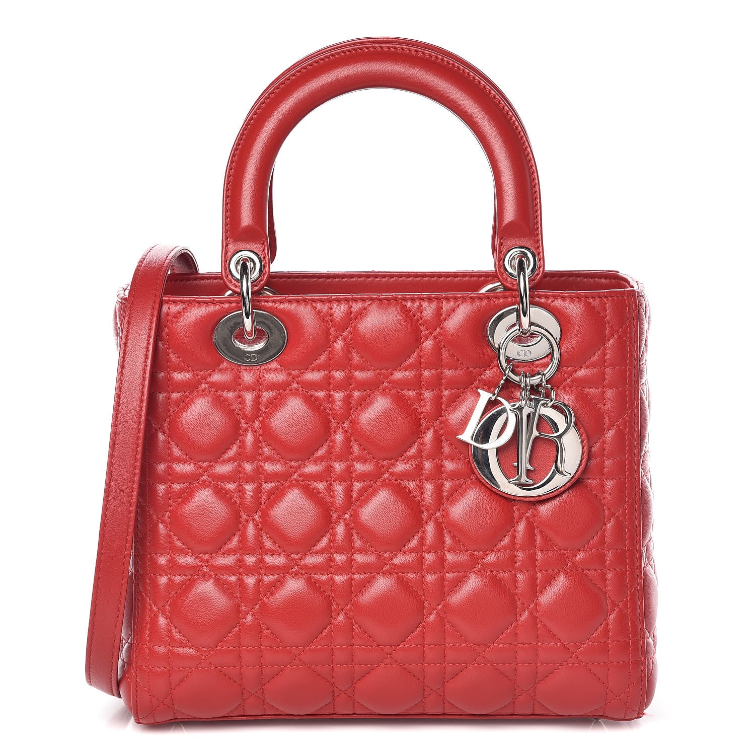 Christian Dior Lambskin Cannage Medium Lady Dior Red 1 of 11