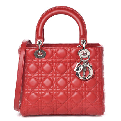 Christian Dior Lambskin Cannage Medium Lady Dior Red 1 of 11
